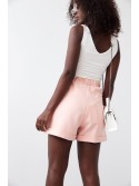 Smooth high-waisted shorts, powder blue 50400 - Online store - Boutique